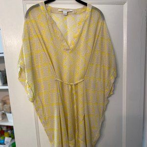 Diane Von Furstenberg Geometric Yellow and White Coverup